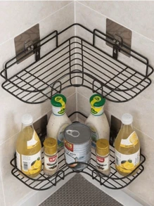 1 pezzo Scaffale organizzatore da bagno, portarotolo di carta igienica impermeabile, montato a parete, anti-ruggine, senza fori, può contenere articoli da toeletta, vasetti per spezie, da cucina e bagno