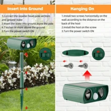 NetHong Ultrasonic Solar Cat Dog Repellent Bird Pest Scarer Deterrent Repeller Garden - Green - View 7