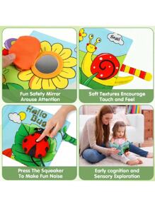 Soft Baby Books High Contrast Baby Toy, Touch And Feel Crinkle Cloth Book Infant Toy With Fabrics, Christmas Stocking Stuffers Gift For Newborn Boys And Girls 0-6-12 Months