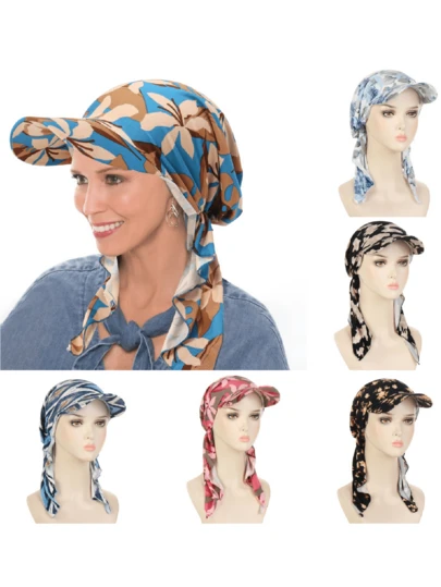 1 件装新款时尚印花圆边舒适遮阳百搭休闲女士棒球帽