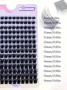 168 pestañas agrupadas con rizo tipo D de 0,07 mm y entre 9-16 mm de longitud, pestañas rusas 3D que imitan el pelo de visón, naturales y cómodas, esponjosas y encantadoras para maquillaje de ojos en casa
