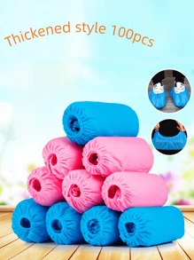 100 pièces Couvre-chaussures jetables en non-tissé rembourrés, antidérapants, résistants à l'usure et imperméables pour salles informatiques, laboratoires, ateliers sans poussière, pour étudiants, adultes et enfants