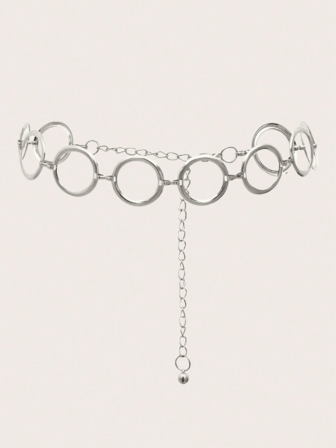 1pc Women's Silver Metal Shiny Circular Belt, Versatile Waist Chain, Retro Fashion Design, Suitable For Dresses, Jackets, Jeans For Daily Wear And Events Summer, School Fall, Autumn, Halloween