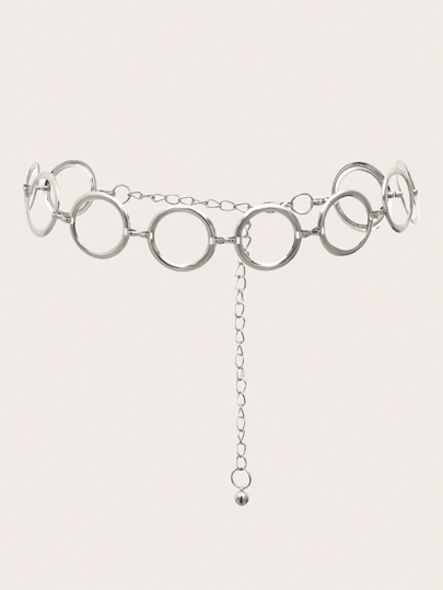 1 Stück Damen Silber Metall glänzender runder Gürtel, vielseitiger Taillenkettenring, Retro Modedesign, geeignet für Kleider, Jacken, Jeans für den täglichen Gebrauch und Veranstaltungen im Sommer, Schule, Herbst, Halloween