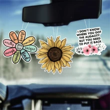 3pcs Sunflower Pattern Car Air Freshener - Car Rearview Mirror Hanging Fragrance - Car Aroma Tablets - Car Interior - Also Suitable For Gift Giving