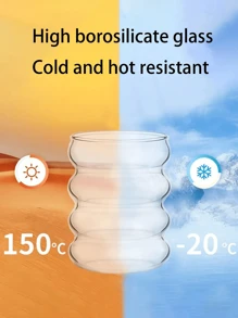 1pc/3pcs 350ml 10.14oz Caterpillar Glass Cup,Ripple Glass Cup,Glassware,Creative Glass Cups,Vintage Drinking Glasses,Ribbed Glassware,Wave Shape Transparent Glass Cup,Straw Glass Cup,Beverage Glasses,Creative Glass Cup,Cocktail Glass