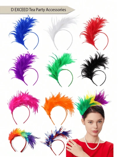 1pc Women's Feather Headpiece Hat, Kentucky Derby Style, Suitable For Cocktail Party, Wedding, Afternoon Tea, Teacher's Day Gift, Halloween