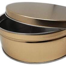 Premium Cookie Tin (2 Pack) Gold Classic Design, Empty - Gift Container, Extra Thick Steel - Gold - View 2