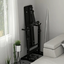 Weight Bench Folding Bench Press Adjustable W/Rack Lifting Strength Training Gym - Black - View 3