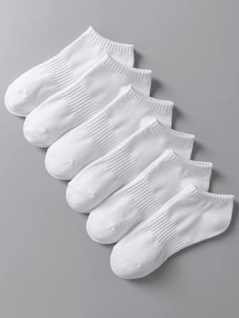 6 Pairs Of White Corsets, Ultra-Thin And Comfortable In Summer, Simple And Versatile, Breathable And Deodorant Fashion Ladies Socks.