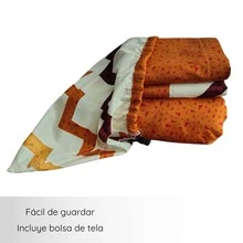 Single Fitted Sheet, Fitted Bottom Sheet And 1 Cotton-Feel Microfiber Pillowcase + Fabric Storage Bag - Zigzag Mustard - View 4