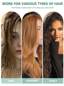 1 pièce Peigne frisottant, fabriqué en nylon et tiges de sarrasin, c'est un cadeau parfait pour la Saint-Valentin. Il a une fonction de massage et peut être utilisé sur les cheveux secs et mouillés pour démêler et lisser les cheveux sans nœuds. Compact et pratique, il est facile à transporter.