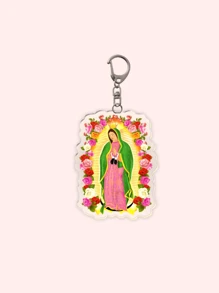 1pc/7pcs Retro Catholic Keychain Of Our Lady Of Guadalupe Mexican Virgin Mary Keyring For Accessories Bag Pendant Keychain Jewelry Gifts For Fans Y2K