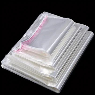 100pcs Self-Adhesive OPP Bags, Double Layer 5 Mil Plastic Transparent Self-Sealing Gift Packaging Bags For Clothing