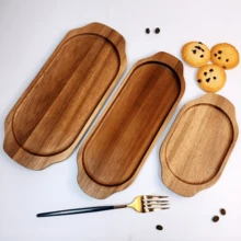 Ovales Tablett mit Griff, aus Rosenholz, in den Größen L, M, S für Lebensmittelpräsentation erhältlich, geeignet für Couchtische, Frühstück, Abendessen und Bars, Landhausstil Dekoschale für Zuhause, Küche, Esszimmer, Büro