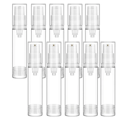 5pcs Vacuum Airless Travel Bottle Set, Transparent Refillable Pump Containers For DIY Foundation, Gel, Essence, Moisturizer