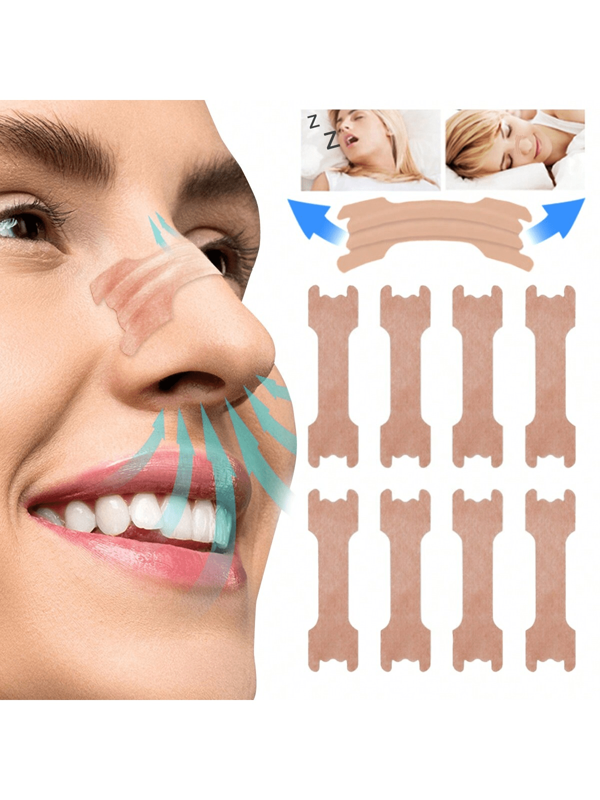 50 Pieces, Multifunctional Nasal Dilator, Auxiliary Patch, Snoring Reduction Nasal Patch, Daily Use, Nighttime Sleep Breathing Patch, Improve Sleep Quality And Help Breathing, Physical Assisted Ventilation Specially Designed Nasal Patch, Convenient For Breathing Through The Nose. Non-Sensing Support For The Nose, Gentle And Non-Irritating, Suitable For Home Portable Packaging
