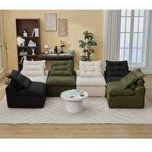 [NEW ARRIVED] [VIDEO PROVIDED]Modular Sofa,No Armrests,At Will DIY,Corduroy ,Neck Pillow-Back Lounge Sofa Chair,Reading Nook, Or Apartment Living, Lumbar Pillow,6 Seats,Upholstered,Beige,Green ,Black - 1 - 查看 6