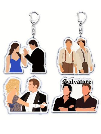 1件装《吸血鬼日记》美国剧情电影亚克力卡通钥匙扣/电影主题钥匙扣/友谊主题钥匙扣：以电影角色为主题，可作为包包配饰、趣味饰品和粉丝礼物。非常适合送给男朋友、女朋友、家人、老师，也可作为派对礼物和军人主题手机装饰。