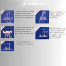 Mezcladora para fregadero cocina cuello flexible giratorio doble mando acero inoxidable aireador bajo consumo moderna color plateado brillante