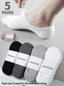 5 Pairs Men's Invisible Socks Summer No-Show Ankle Socks Casual Thin Boat Socks