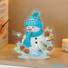 DIY Round Diamond Snowman Shaped Diamond Painting Kit, Sparkling Acrylic Snowman Model, Handicraft Fun, Mosaic Handicraft Art, Desktop Stand, Room Home Decor, Holiday Celebration Decor, Unique Gift - Multicolor - View 9