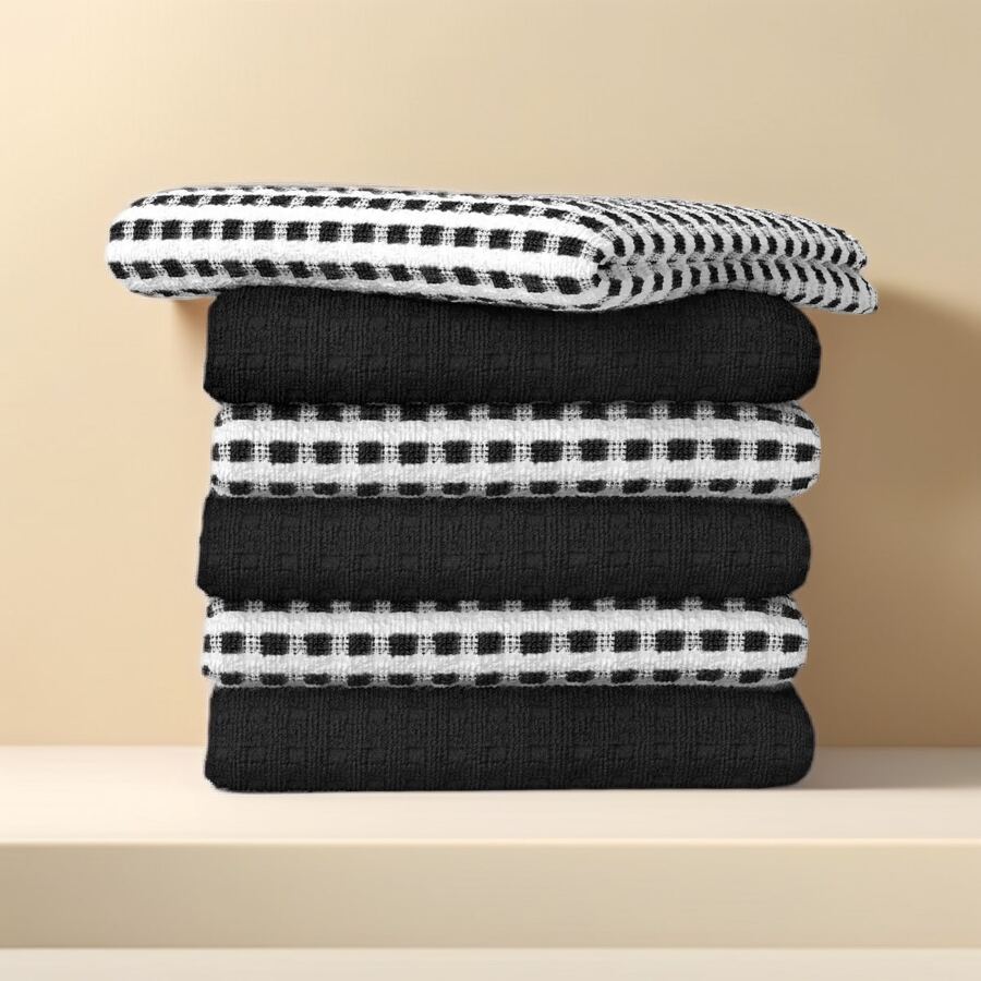 Six Terry Kitchen Towels Set