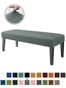 Silver Fox Fur Bench Cover,Rectangular Stretch Square Ottoman Covers Slipcover Rectangle Washable Foot Stool Cover Thick Storage Protector With Elastic Bottom,Stretch Dining Room Bench Slipcovers