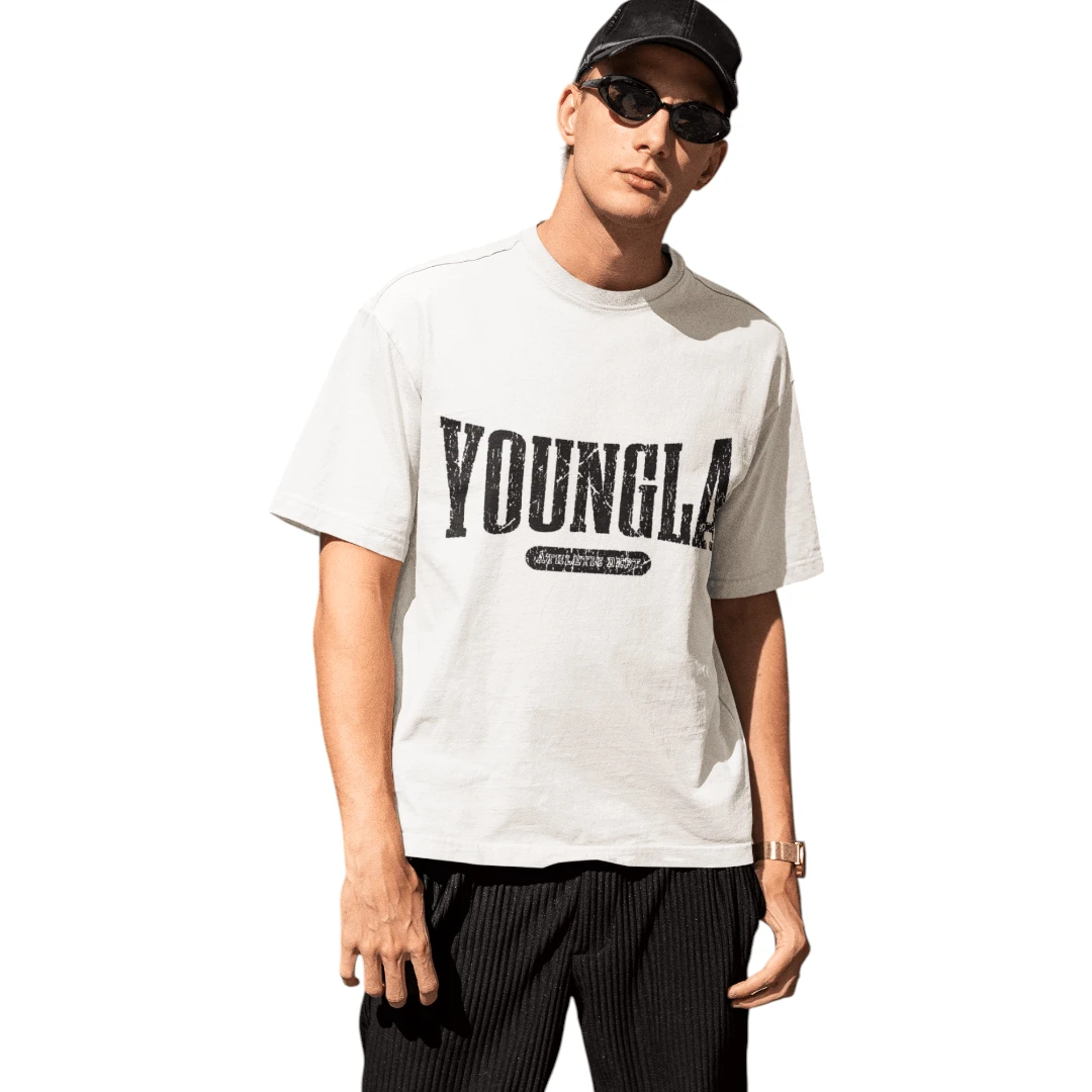 Playera Young LA LL Grande Gym Unisex Oversize - Blanco - Ver 1
