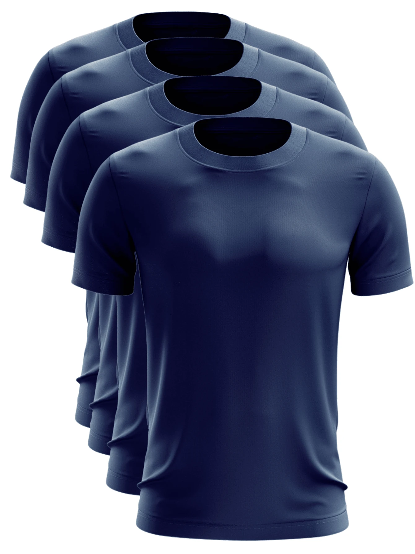 Kit 4 Men's Dry Fit T-Shirts Polyester Premium Mesh UV Protection Running Training - 藍色 - 查看 1