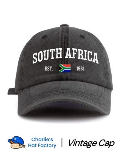 1 Pc SOUTH AFRICA Print Washed Baseball Cap, Classic Stylish Soft Sweatband Adjustable Size Lightweight Sun Protection Versatile Classic Cap, Suitable For Outdoor Sports Daily Wear Party Vacation Perfect Gift For Friends And Family