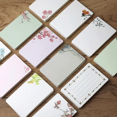 Set de 20 tarjetas en blanco con esquinas redondeadas para pintar manualmente, tarjetas gruesas de cartón para saludos, tarjetas con estampado floral, tarjetas de felicitación de cartulina blanca, tarjetas con bendiciones manuscritas
