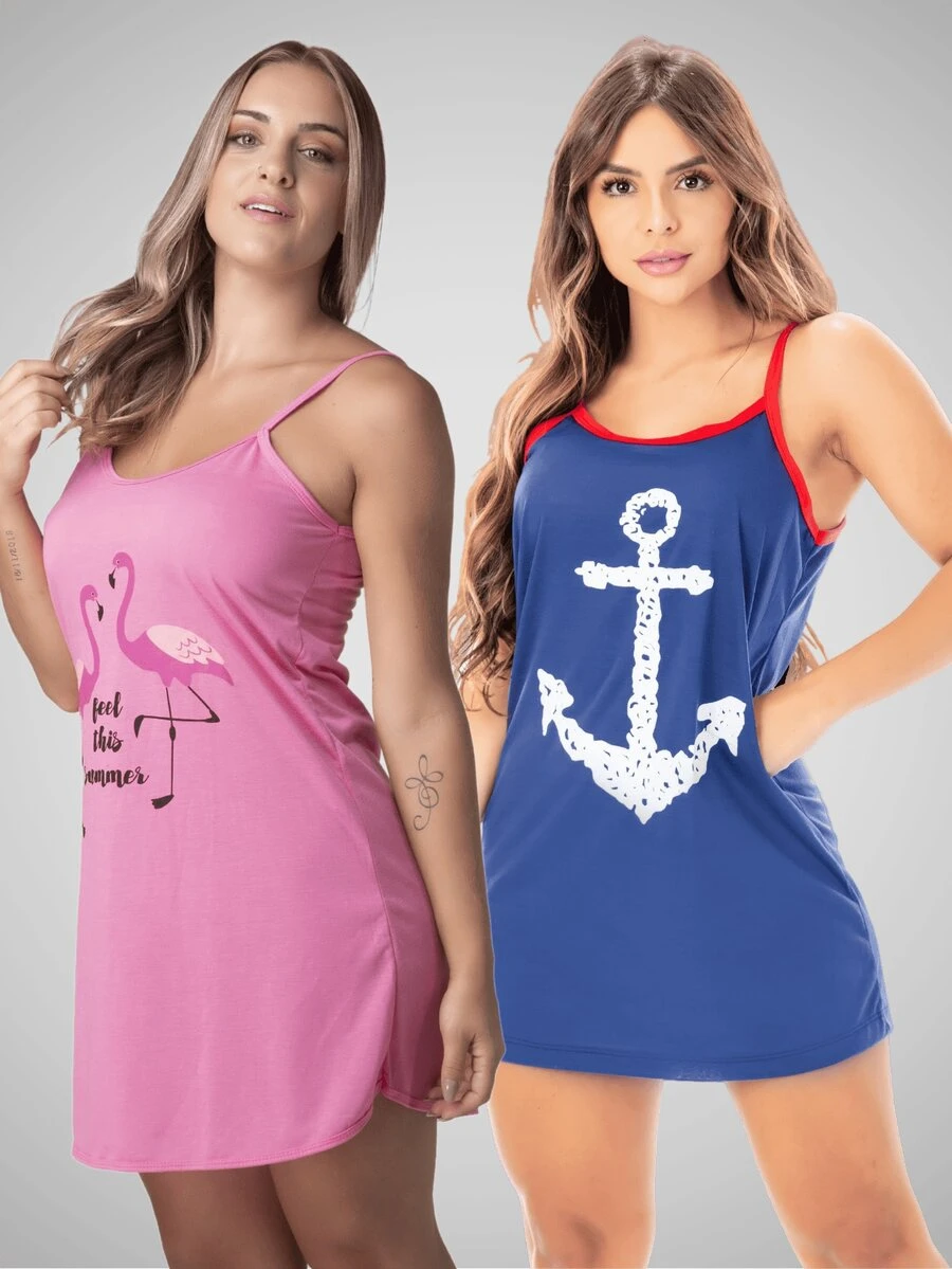 Women Nightgowns & Sleepshirts - Màu xanh hải quân - Xem 1
