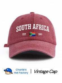 1 Pc SOUTH AFRICA Print Washed Baseball Cap, Classic Stylish Soft Sweatband Adjustable Size Lightweight Sun Protection Versatile Classic Cap, Suitable For Outdoor Sports Daily Wear Party Vacation Perfect Gift For Friends And Family - SOUTH AFRICA - View 3