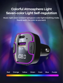 REMAX USB C Bluetooth Adapter For Car, AUX Wireless FM Radio Transmitter, PD 15W Fast Charger, Handsfree Calling & Audio Receiver, MP3 Music Player, QC3.0 & Type-C PD USB Charger,Colors LED Backlit, Fast Charging Cigarette Lighter, Car Accessories, Super Practical Car Stuff - 黑色 - 查看 2