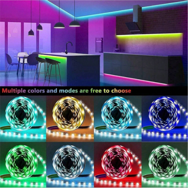 QZYL Smart RGB LED Strip Lights - 3.3ft/9.84ft/16.4ft/32.8ft, USB Powered With Remote & App Control, Wireless Multi-Color Lighting For Bedroom Ambiance & Home Parties, LED Lights For Bedroom
