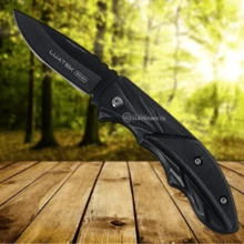 Portable Pocket Knife Folding Stainless Steel Clip Camping Fishing Hiking - 黑色 - 查看 5