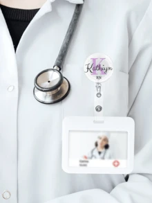 个性化胸牌卷轴，定制护士伸缩胸牌夹，护士ID卡扣挂绳胸牌夹，注册护士ID胸牌，员工礼物，听诊器731，个性化装饰品，个性化礼物，节日礼物，护士节