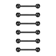 6 Pcs 16mm Straight Barbell Body Piercing Jewelry, Surgical Steel Tongue Ring