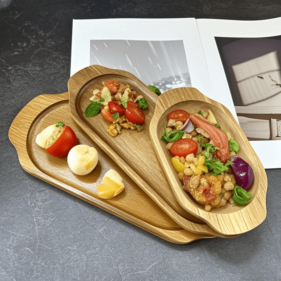 Wooden Serving Tray, Multi-Purpose Breakfast Tray, Available In 3 Sizes, Suitable For Snacks, Cakes, Decoration, Kitchen Countertop, Bathroom, Candle Holder, Ideal For Birthday, Party, Home & Restaurant Use, Wedding, Mother's Day, Desktop, Kitchen, Outdoor Decoration
