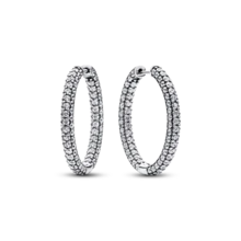 Aretes de Aro Fla de Pavé de Timeless - Plateado - Ver 1