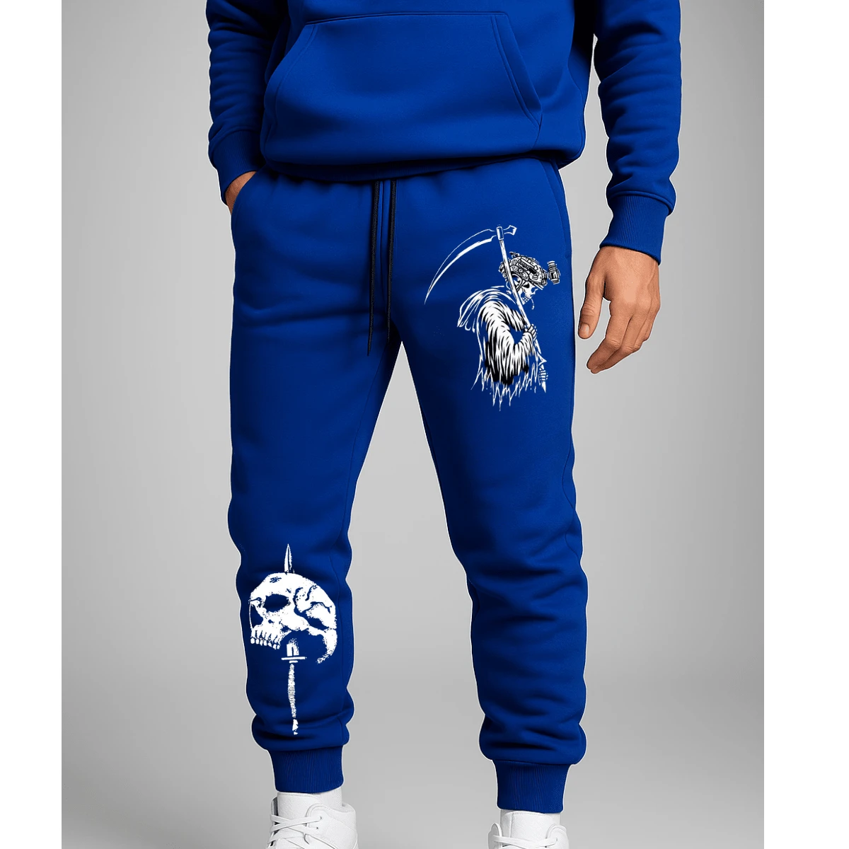 Skull Ghost Streetwear Printed Sweatpants - Royal Blue - View 1