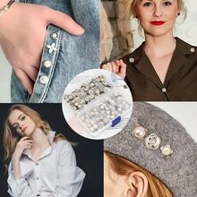 10/50 件女式衬衫胸针纽扣和收纳盒,可拆卸无缝纽扣别针,迷你胸针,适用于女式毛衣、披肩、连衣裙、婚礼 DIY 项目 - 黑色 - 查看 6