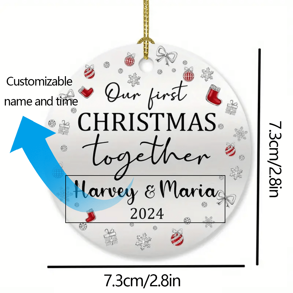 Decoración personalizada para la primera Navidad - Adorno colgante de cerámica personalizado para aniversario de pareja y celebración de vacaciones