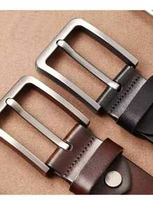 Men's Retro Buckle Belt - High Quality Casual Fashion Belt - Marrom Padrao de lichia - Xem 3