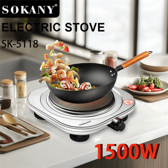 SOKANY Piastra di cottura elettrica SOKANY, piano cottura elettromagnetico, piastra elettrica di cottura portatile, ad alta potenza, controllo temperatura a 5 velocità, superficie in acciaio inossidabile, spia di riscaldamento, controllo temperatura integrato, protezione da surriscaldamento. La base è dotata di piedini antiscivolo. Adatto per stoviglie di ogni tipo, molto adatto per camper/famiglia/campeggio/appartamento/laboratorio.