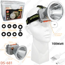 Lámpara minera recargable de 85 Watt para cabeza Larga duración de uso Resistente a la lluvia-Linterna luz LED de largo alcance de hasta 1500 metros ideal para campismo, senderismo, exploración de cuevas, pesca y además actividades al aire libre - Camuflaje negro - Ver 8