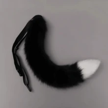 万圣节猫尾巴服装，亡灵节可爱狐狸毛绒尾巴角色扮演猫女孩配饰尾巴带绑带，节日生日派对动漫角色扮演派对道具 - 彩色 - 查看 13