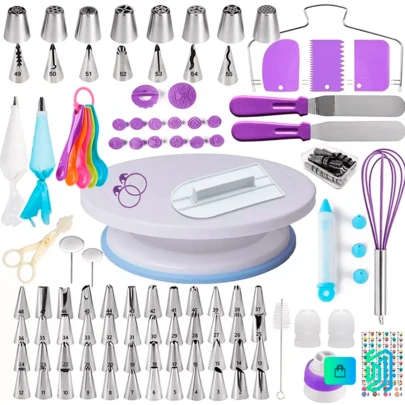 Boquillas rusas base giratoria pasteles repostería 137 duyas utensilios cocina decoración pasteles set profesional resistente fácil limpiar diseño creativo accesorio repostero gourmet múltiple