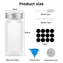 12pcs Glass Spice Jars Bottle, Reusable Seasoning Pots Spice Airtight Storage Salt Container With Labels And Funnel, 120ML Capacity, Kitchen Organizers And Storage, Kitchen Accessories - Clear - View 3